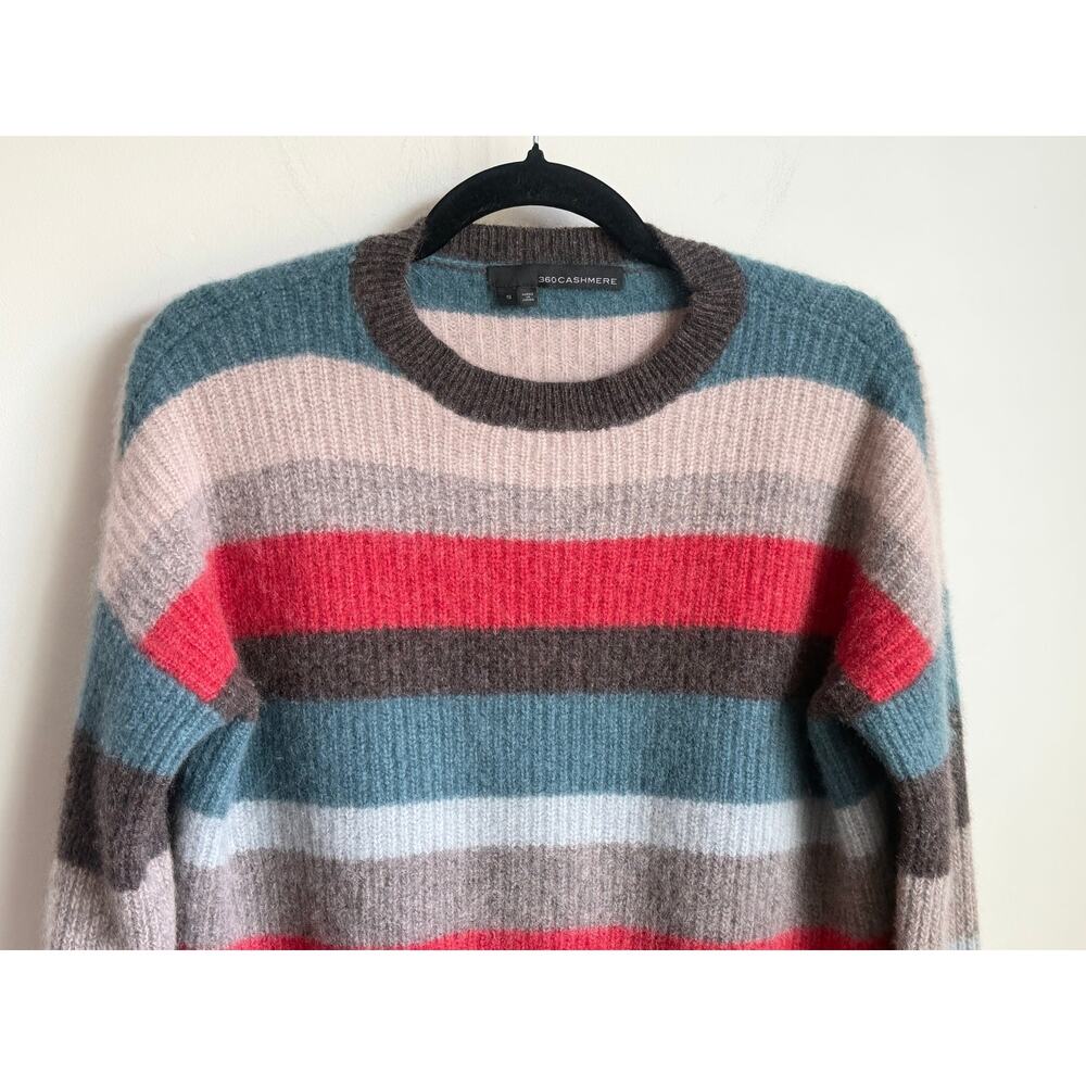 360 Cashmere Striped Long Sleeve Crew Neck Knit Pullover Sweater Multi Womens S - Picture 2 of 8